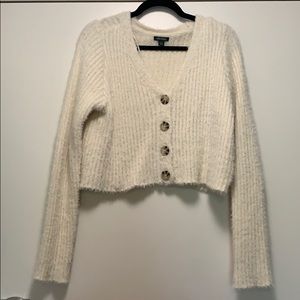 Cream fuzzy cardigan